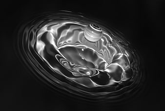 Black and white water drop splash ripple macro
