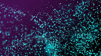 Abstract glowing teal particles on dark purple background