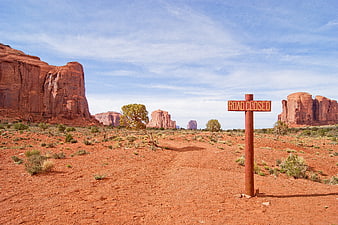 Road Closed Sign in Monument Valley Desert Landscape