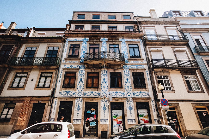Traditional Portuguese Azulejo Building in Porto