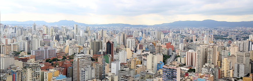 Panoramic Aerial View of São Paulo City Skyline and Urban Landscape