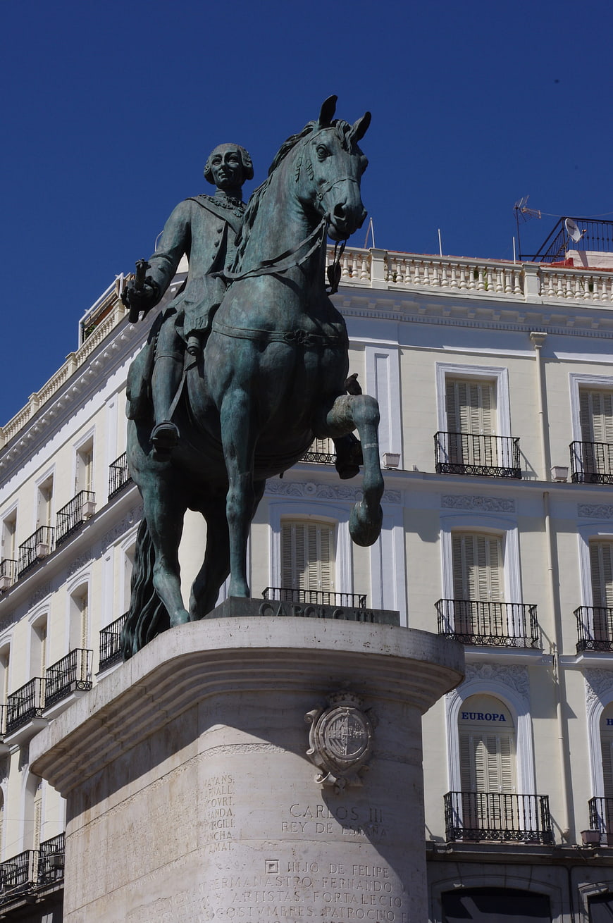Equestrian Statue of King Charles III in Madrid Plaza