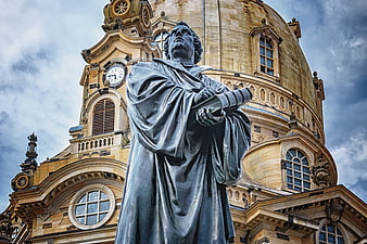 Martin Luther Statue in Front of Dresden Frauenkirche