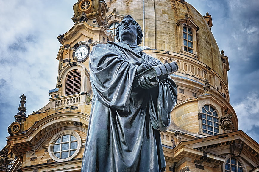 Martin Luther Statue in Front of Dresden Frauenkirche