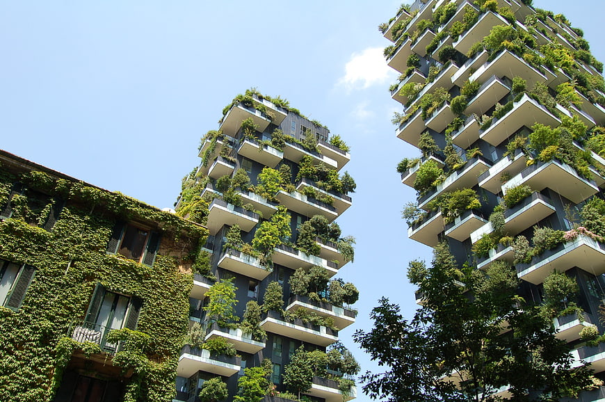 Modern Vertical Forest Architecture with Lush Greenery
