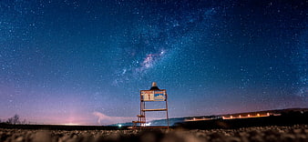 Lifeguard Chair Under Milky Way Night Sky