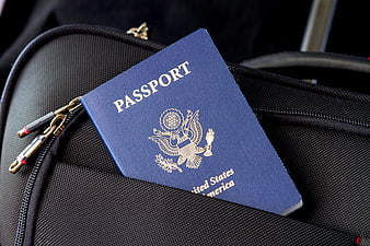 US Passport on Black Travel Bag