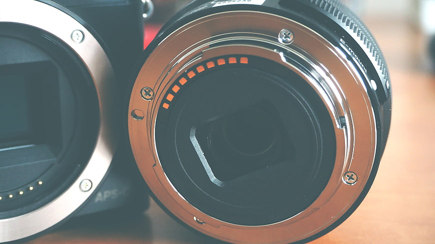 Close-up of Camera Lens Mount and Sensor Contacts