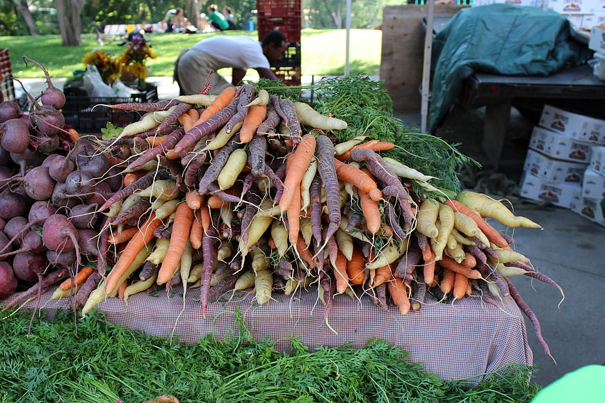 Colorful Heirloom Carrots and Beets at Farmers Market