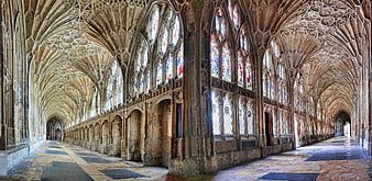 Gothic Cloisters of Gloucester Cathedral Interior
