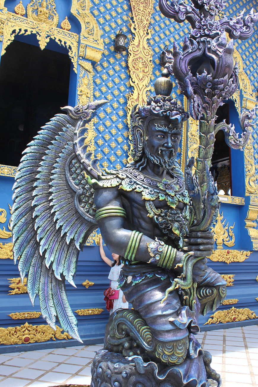 Detailed Garuda Statue at Blue Temple in Thailand