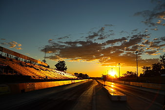 Empty Drag Strip at Golden Hour Sunset