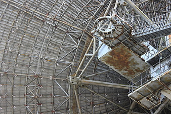 Interior View of Large Radio Telescope Dish Structure