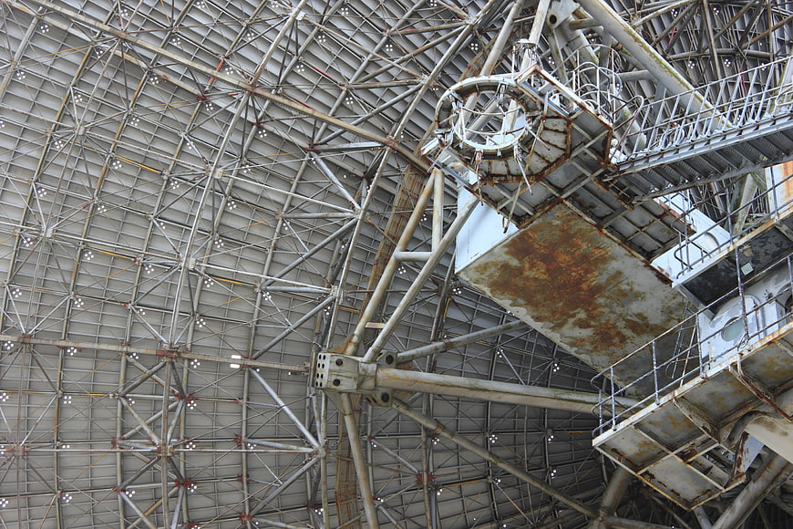 Interior View of Large Radio Telescope Dish Structure