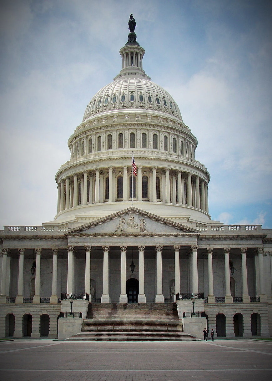 US Capitol Building Dome and Front Facade in Washington DC