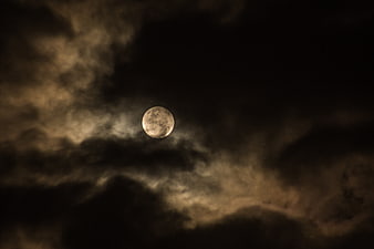 Full Moon Illuminating Dark Stormy Clouds at Night