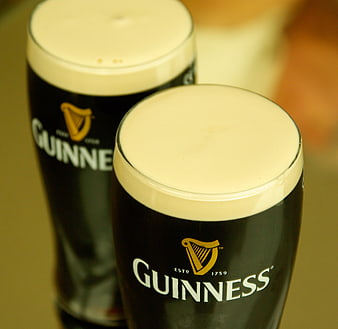 Two Pints of Guinness Draught with Creamy Heads