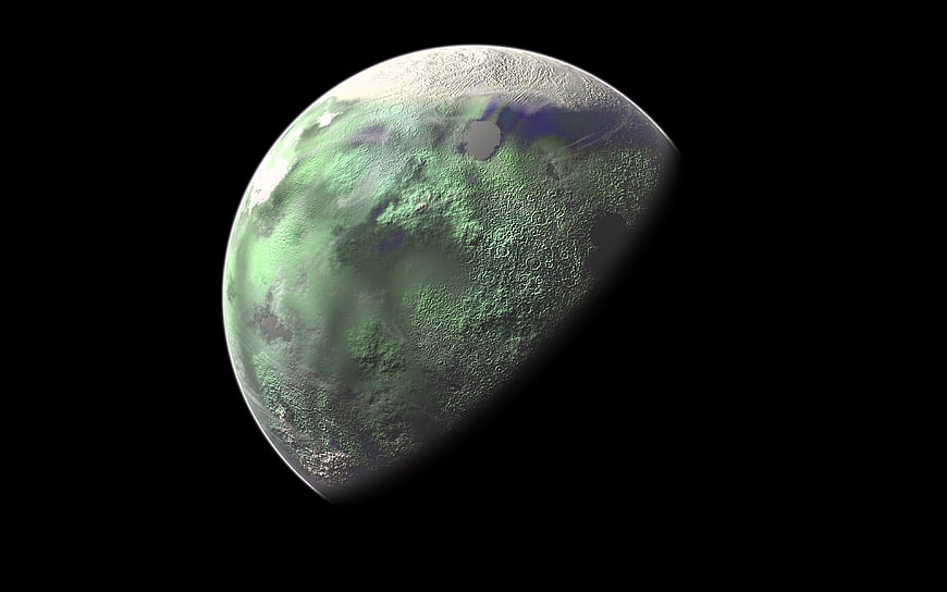 3D Render of Green Alien Planet in Space