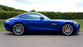 Side Profile of Blue Mercedes-AMG GT Sports Car