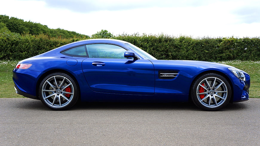Side Profile of Blue Mercedes-AMG GT Sports Car