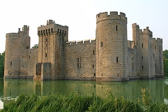 Bodiam Castle in Sussex, England, Surrounded by a Green Moat