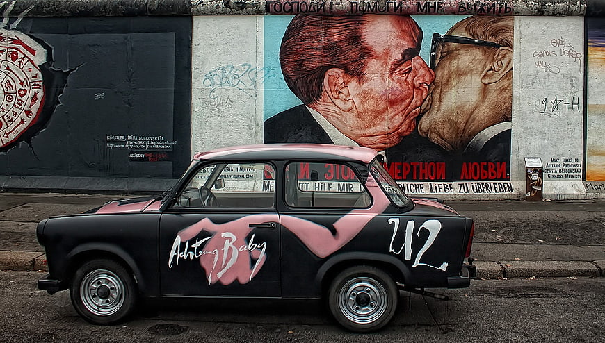 Achtung Baby Car at East Side Gallery Berlin Wall