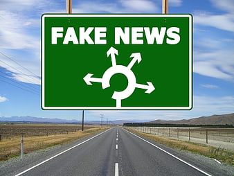 Fake News Highway Sign Concept On Rural Road