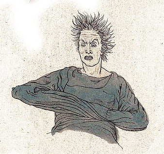 Vintage illustration of a man in a straitjacket