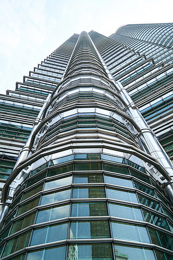 Low Angle View of Modern Glass Skyscraper Architecture