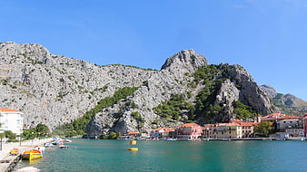 Scenic View of Omiš Town, Croatia with Mountains and Adriatic Sea