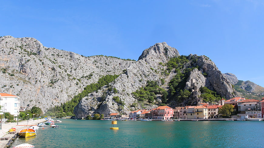 Scenic View of Omiš Town, Croatia with Mountains and Adriatic Sea