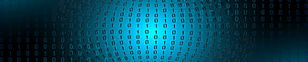 Abstract binary code background with glowing blue center