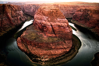 Aerial View of Horseshoe Bend at Sunset