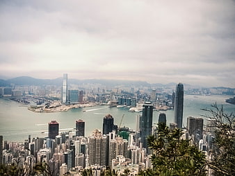 Panoramic View of Hong Kong Skyline from Victoria Peak