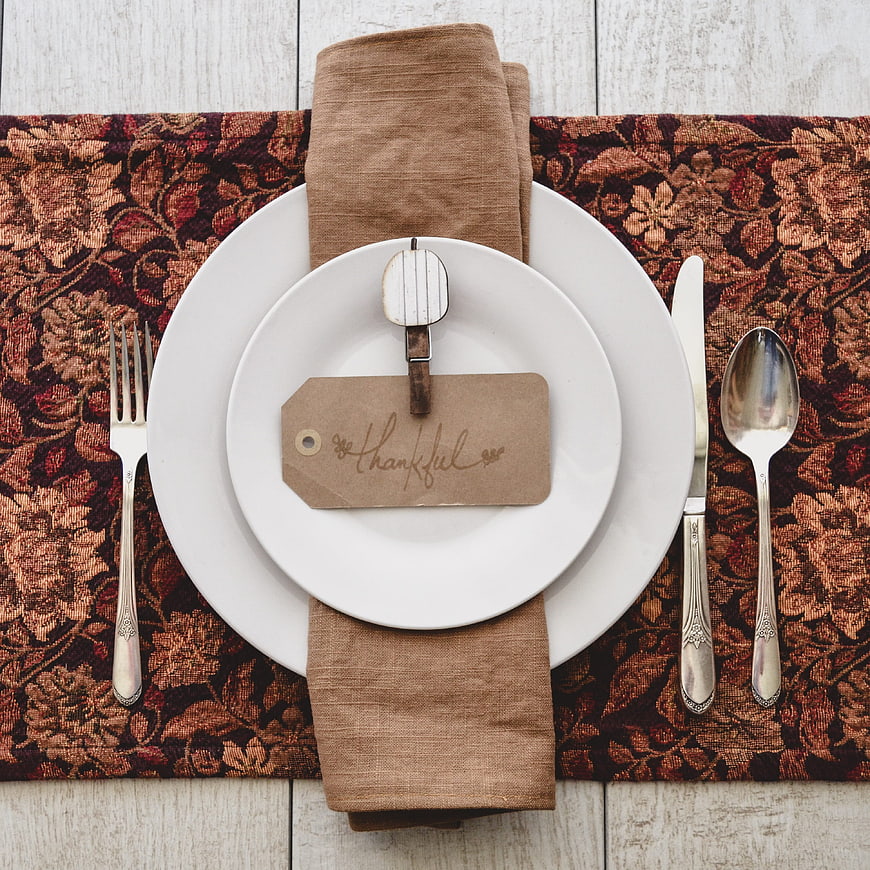 Rustic Thanksgiving Table Setting with Thankful Place Card