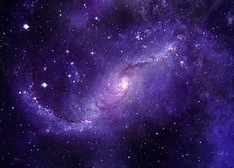Purple Spiral Galaxy And Starry Night Sky Space Background