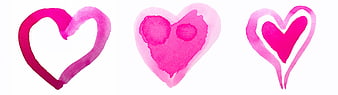 Pink Watercolor Heart Set on White Background