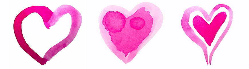 Pink Watercolor Heart Set on White Background