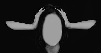 Black and white woman holding head in stress and anxiety