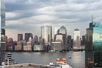 Boston Skyline View Across the Water with Skyscrapers