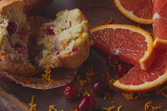 Fresh Cranberry Orange Muffin with Fruit Slices