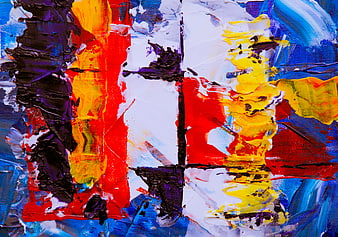 Vibrant Abstract Acrylic Painting with Thick Textured Brushstrokes