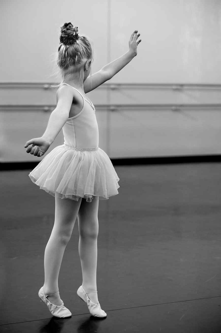 Young Girl Ballet Dancer in Tutu Practice