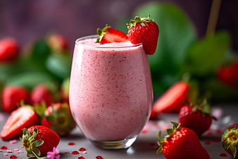 Fresh Strawberry Smoothie with Garnish