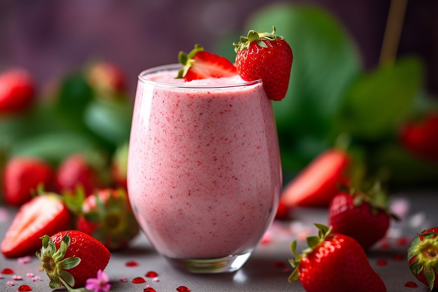 Fresh Strawberry Smoothie with Garnish