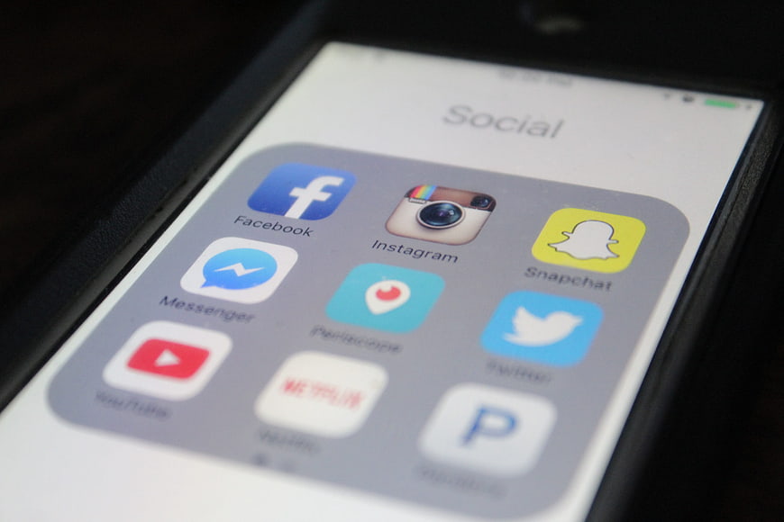 Close-up of Smartphone Screen with Social Media App Icons
