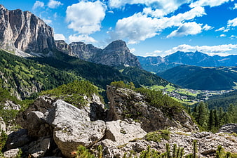 Dramatic Dolomites Mountain Landscape with Rocky Foreground