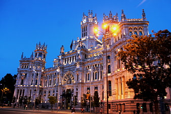 Madrid City Hall Illuminated at Dusk