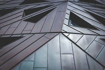 Abstract geometric metal roof architecture detail