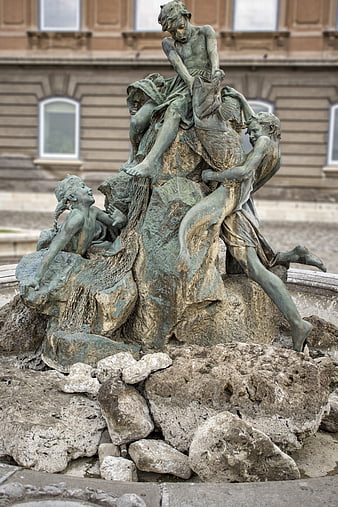 Bronze Triton Fountain Sculpture in Budapest